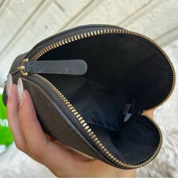 KATE SPADE Black Glitter Schuyler Small Dome Pouch Morgan Cosmetic Bag - Picture 6 of 8